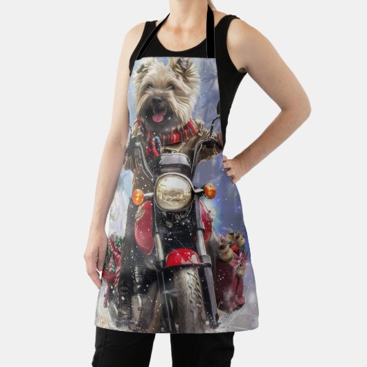 カーンテリアードッグはオートバイクリスマスに乗る エプロン (インサイチュ)