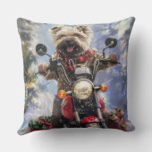 カーンテリアードッグはオートバイクリスマスに乗る クッション (裏面)