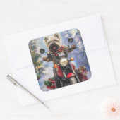 カーンテリアードッグはオートバイクリスマスに乗る スクエアシール (封筒)