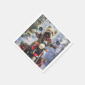 カーンテリアードッグはオートバイクリスマスに乗る スタンダードカクテルナプキン (角)