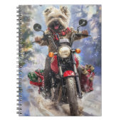 カーンテリアードッグはオートバイクリスマスに乗る ノートブック (正面)