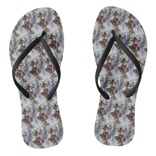 カーンテリアードッグはオートバイクリスマスに乗る ビーチサンダル (ソール)