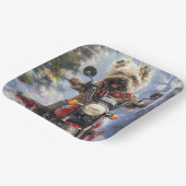 カーンテリアードッグはオートバイクリスマスに乗る ペーパープレート (傾斜あり)