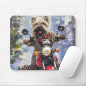 カーンテリアードッグはオートバイクリスマスに乗る マウスパッド (マウス)