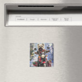 カーンテリアードッグはオートバイクリスマスに乗る マグネット (インサイチュ (食洗機))