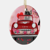 カーンテリアー車ハートバレンタイン セラミックオーナメント (右)