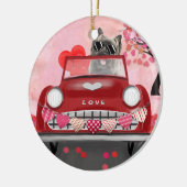 カーンテリアー車ハートバレンタイン セラミックオーナメント (左)