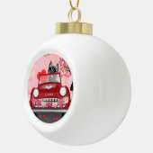 カーンテリアー車ハートバレンタイン セラミックボールオーナメント (右)