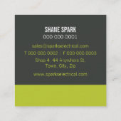 カー企業のドミニマルモダンはっきりした・ブロック灰色ライム スクエア名刺 (裏面)