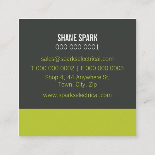 カー企業のドミニマルモダンはっきりした・ブロック灰色ライム スクエア名刺 (裏面)