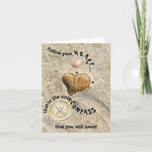 カー後を追ドが必要なハートのみのコンパス カード (正面)