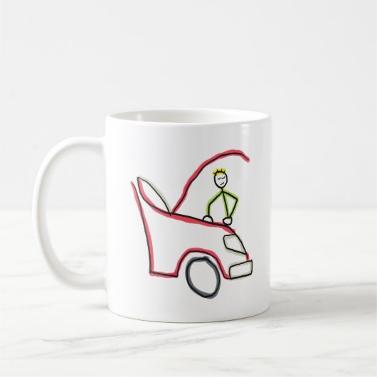 カー整備士のスティックマン コーヒーマグカップ (左)