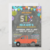 カー整備士ギアツールチャルクボード誕生日 招待状 (正面)