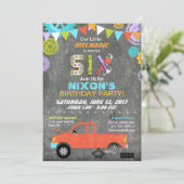 カー整備士ギアツールチャルクボード誕生日 招待状 (スタンド正面)