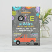 カー整備士ギアツールチャルクボード誕生日 招待状 (スタンド正面)