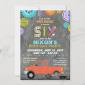 カー整備士ギアツールチャルクボード誕生日 招待状 (正面)