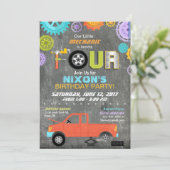 カー整備士ギアツールチャルクボード誕生日 招待状 (スタンド正面)