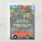 カー整備士ギアツールチャルクボード誕生日 招待状 (正面)