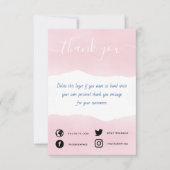 カー書ドを挿入した手のピンク感謝していクの水色 サンキューカード (正面)