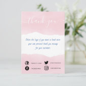 カー書ドを挿入した手のピンク感謝していクの水色 サンキューカード (スタンド正面)