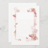 カー空白のド – ピンクシェードフローラとバタフライモチーフ 招待状 (正面/裏面)