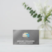 カー絵を描ロゴ | メタリックブラシ付き背景 名刺 (スタンド正面)