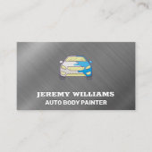 カー絵を描ロゴ | メタリックブラシ付き背景 名刺 (正面)