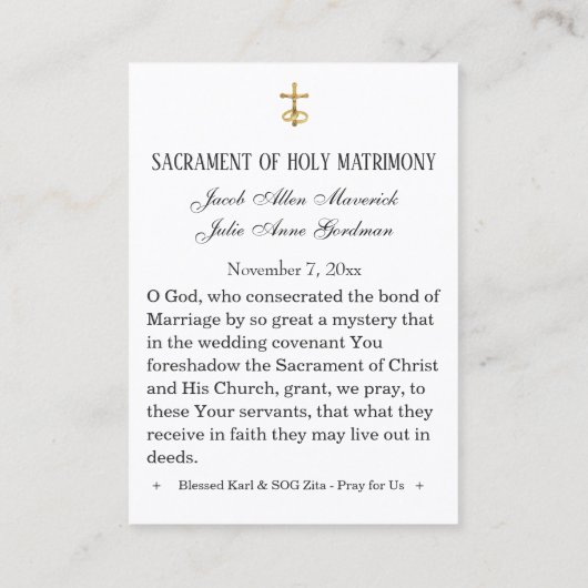 カー賛美ルとジタ結婚の聖札 名刺 (裏面)