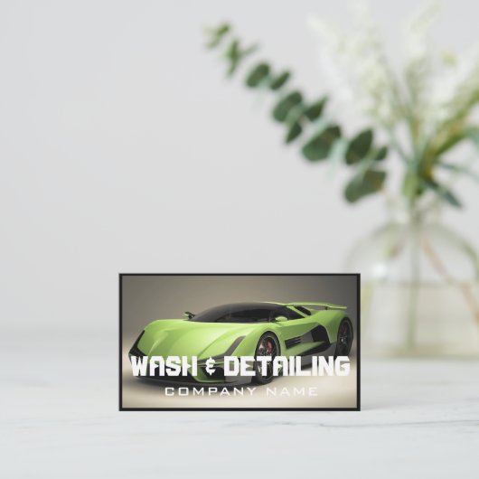カー車のド洗浄と自動ディテモダンィブ黒 名刺 (スタンド正面)