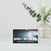 カー車のド洗浄と自動詳細暗モダン色 名刺 (スタンド正面)