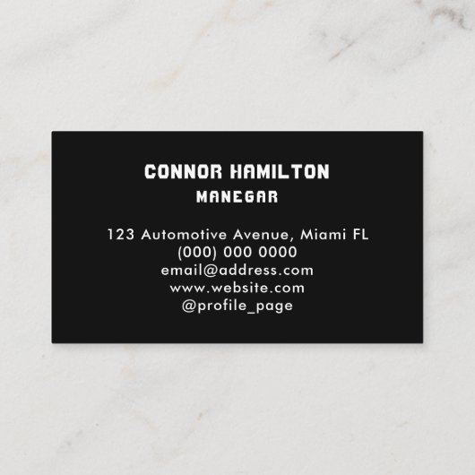 カー車のド洗浄と自動詳細暗モダン色 名刺 (裏面)
