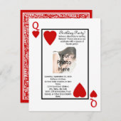 カー遊ドクイーン写真誕生日パーティーの招待 招待状 (正面/裏面)