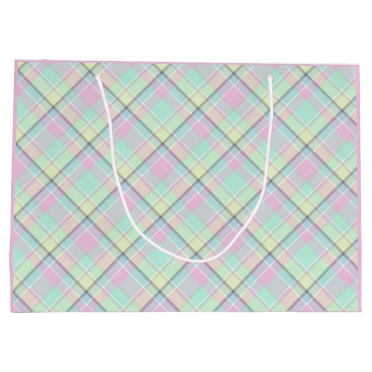 カ市松模様にラメル色のパターン。 ラージペーパーバッグ (裏面)