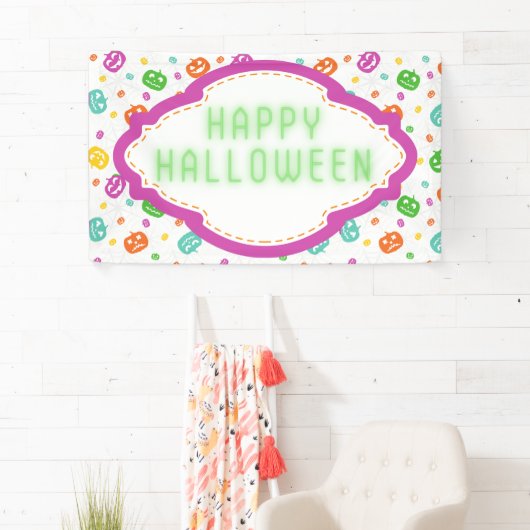 カ数々のラーカボチャハロウィーン模様 横断幕 (インサイチュ)