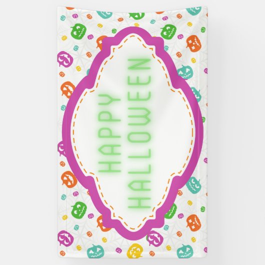 カ数々のラーカボチャハロウィーン模様 横断幕 (縦)