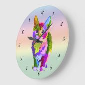 カ数々のラーデジタルアート猫時計 ラージ壁時計 (傾斜)