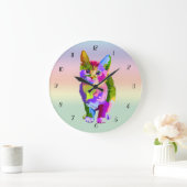 カ数々のラーデジタルアート猫時計 ラージ壁時計 (ホーム)