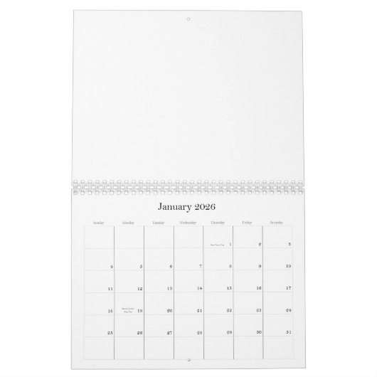 カ数々のレンダーの背景色が黒とWh カレンダー (1月 2026)