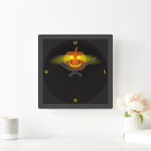 カ白熱［赤熱］光を放つボチャ スクエア壁時計 (ホーム)