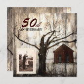 カ素朴ントリーレッドバーン50結婚周年 招待状 (正面/裏面)