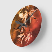 カ素朴日本のエデの葉のポートレート ラウンド壁時計 (傾斜)