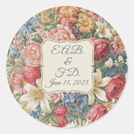 カ結婚ーツモノグラムの好意シール ラウンドシール