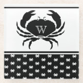 カ航海のブモノグラムのの白黒 ガラスコースター (正面)