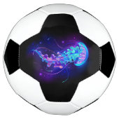 カ鮮やかラークラ白熱［赤熱］光を放つゲ サッカーボール (回転)