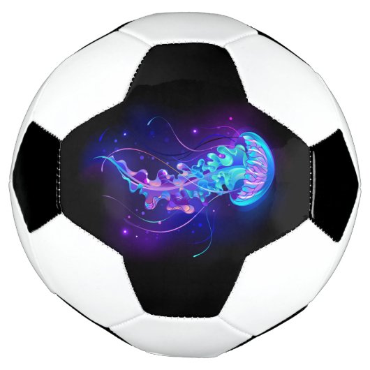 カ鮮やかラークラ白熱［赤熱］光を放つゲ サッカーボール (回転)