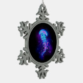 カ鮮やかラ白熱［赤熱］光を放つゲリ スノーフレークピューターオーナメント (左)