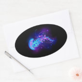 カ鮮やかラ白熱［赤熱］光を放つゲリ 楕円形シール (封筒)