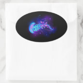 カ鮮やかラ白熱［赤熱］光を放つゲリ 楕円形シール (バッグ)