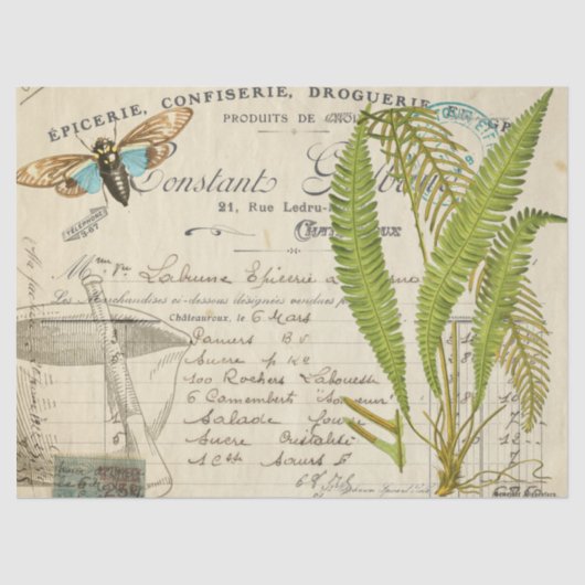 ガの薬剤師のDecoupageの青いティッシュ 薄葉紙 (正面)