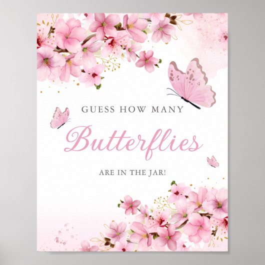 ガの赤ちゃんシャワーの蝶の数 ポスター (正面)
